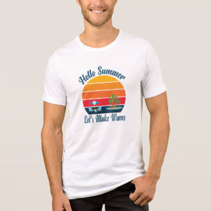 T-shirt En Tri-matière Bonjour Summer Retro Beach Sunset - Vibes de vacan