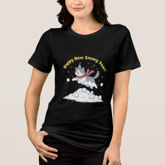 T-shirt En Tri-matière Bonne Année enneigée 2026 Chaton mignon Cadeau d'h