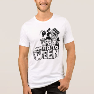 T-shirt En Tri-matière Bonne Halloween mignonne Doodle Citrouille Chat ma