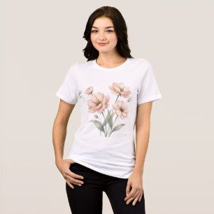 T-shirt En Tri-matière Bouquet d'art à l'aquarelle de fleurs roses tendre