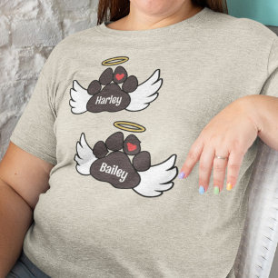 T-shirt En Tri-matière Brown Pâtes Rouge Coeur Ange Ailes 2 Chiens Mémori