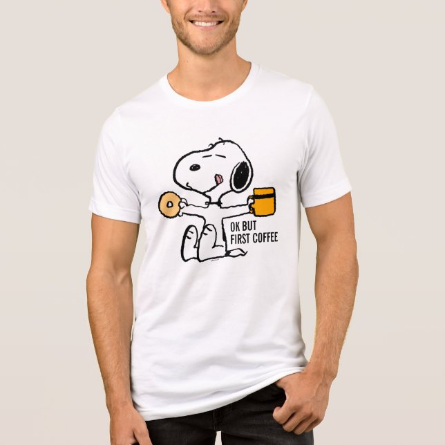 T-shirt En Tri-matière cacahuètes | Snoopy OK mais premier café (Recto)