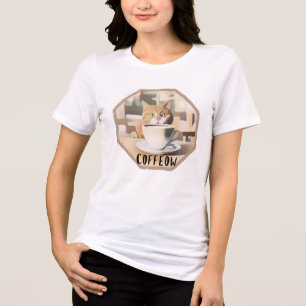 T-shirt En Tri-matière Café Occupé Cute Chat