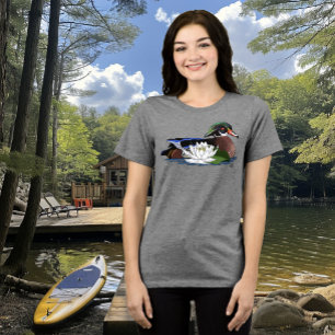 T-shirt En Tri-matière Canard en bois coloré nénuphar faune bleu