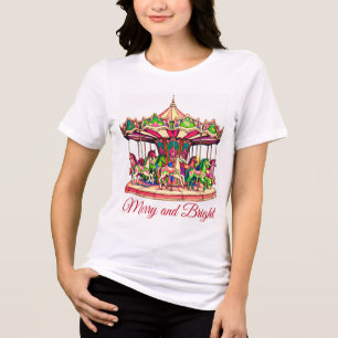 T-shirt En Tri-matière Carrousel de Noël dans les bandes de bonbons