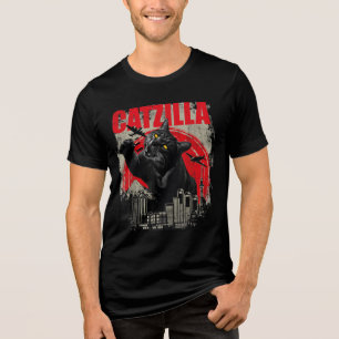 T-shirt En Tri-matière Catzilla vintage Chat Art Japonais Drôle Cadeaux d