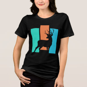 T-shirt En Tri-matière Cerf Animal Sauvage Extérieur Nature Silhouette