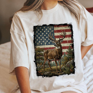 T-shirt En Tri-matière Cerf Patriote Drapeau Américain Cadeau de Chasseur