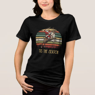 T-shirt En Tri-matière C'est la saison Rétro Père Noël à cheval sur un re