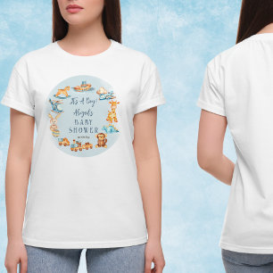 T-shirt En Tri-matière C'est un garçon en bois Baby shower de jouets en