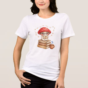 T-shirt En Tri-matière Champignon Mignon Livre de Lecture - Amateur de Li