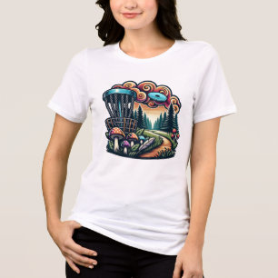 T-shirt En Tri-matière Champignons rétro et terrain de golf Disc Ai Art