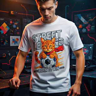 T-shirt En Tri-matière Chat de foot drôle, Cadeau de légende de rue migno