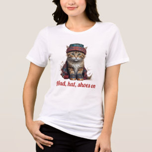 T-shirt En Tri-matière chat écossais déguisé - avait des chaussures casqu
