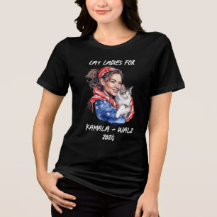 T-shirt En Tri-matière Chat Ladies for Harris and Walz Political Humour