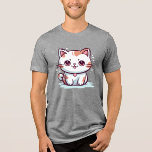 T-shirt En Tri-matière Chat Mignon de Style Kawaii Clipart