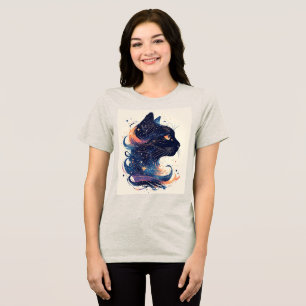 T-shirt En Tri-matière Chat Mystique dans des Tourbillons Artistiques Lum