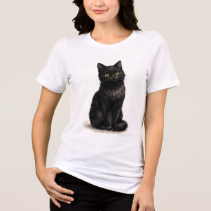 T-shirt En Tri-matière Chat noir cliparts aquarelle