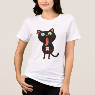 T-shirt En Tri-matière Chat noir Derpy avec expression de Goofy
