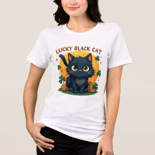 T-shirt En Tri-matière Chat noir Lucky : St. Patrick's Day Clover & Coins