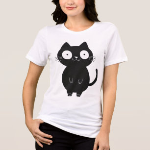 T-shirt En Tri-matière Chat noir mignon Kawaii dessin animé simple
