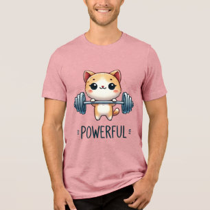 T-shirt En Tri-matière Chat Puissant Soulève des Haltères, Art de Kitty G