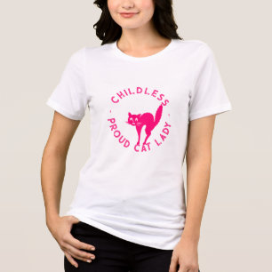 T-shirt En Tri-matière Chat sans enfant dame drôle de chatte rose typogra