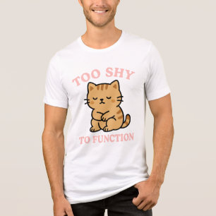 T-shirt En Tri-matière Chat Shy Cute   Trop timide pour fonctionner Kawai