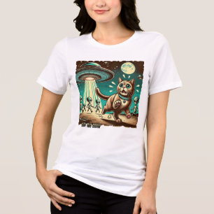 T-shirt En Tri-matière Chat UFO Selfie : Invasion Vintage (T-shirt Femme)
