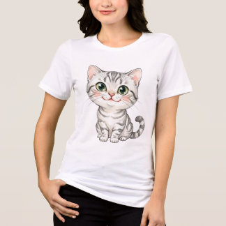 T-shirt En Tri-matière Chaton néoténique American Shorthair Aquarelle