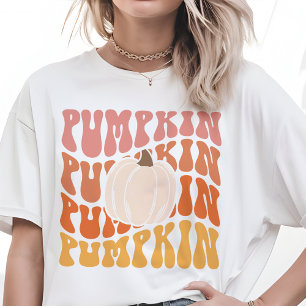 T-shirt En Tri-matière Chaud Colour Automne Rétro Citrouille Texte T-shir