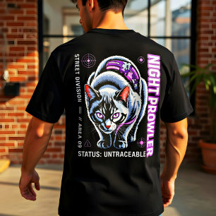 T-shirt En Tri-matière Chemise de chat Cyberpunk Chasseur de nuit néon Ca