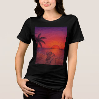 T-shirt En Tri-matière Chemise de plage coucher de soleil tropical | Été