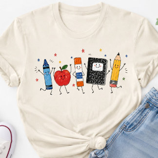 T-shirt En Tri-matière Chemise de professeur Retour à l'école Cahier mign