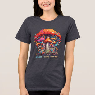 T-shirt En Tri-matière Chemise Hippie Boho Champignon Paix Amour Végétali