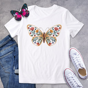T-shirt En Tri-matière Chemise papillon d'art populaire avec ailes floral