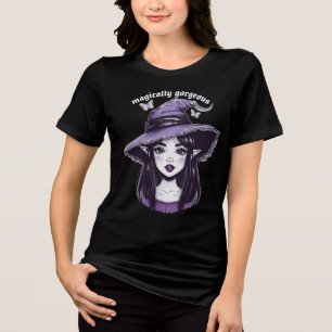 T-shirt En Tri-matière Chemise pour femmes Witch Girl Magie gothique fa
