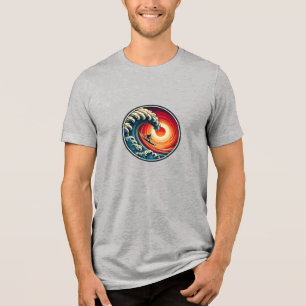 T-shirt En Tri-matière Chemise semi-mélangée Sunset Wave Surfer