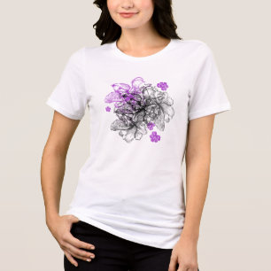 T-shirt En Tri-matière Chemises Hawaïennes Fleur d'Orchidée en Dentelle W