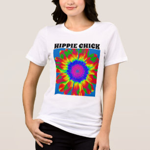 T-SHIRT EN TRI-MATIÈRE CHEMISES POUR FEMMES HIPPIE CHICK