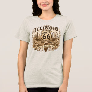 T-shirt En Tri-matière Chicago Skyline Navy Pier Route 66 Sépia 