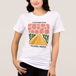 T-shirt En Tri-matière Chichen Itza Yucatan Mexique voyage art floral