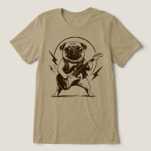 T-shirt En Tri-matière Chien Carlin Heavy Metal Déchiquetant Guitare Élec