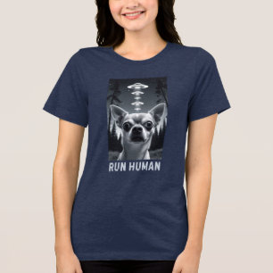 T-shirt En Tri-matière Chihuahua Selfie UFO Amusant Quirky Art