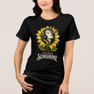 T-shirt En Tri-matière Choisissez Femme Fleur de Tournesol Portrait Flora
