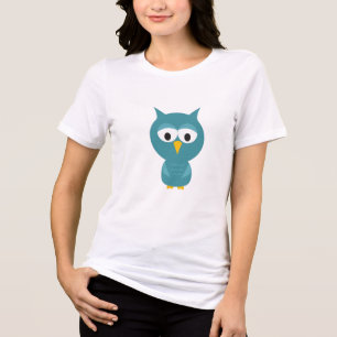 T-shirt En Tri-matière Chouette Cartoon Bleu Et Jaune