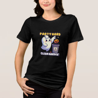 T-shirt En Tri-matière Chubby Kawaii Fantôme Jetant des ordures avec sage