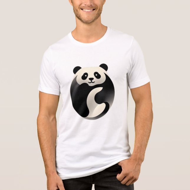 T-shirt En Tri-matière Chubby Panda - Cutesse en noir et blanc (Recto)
