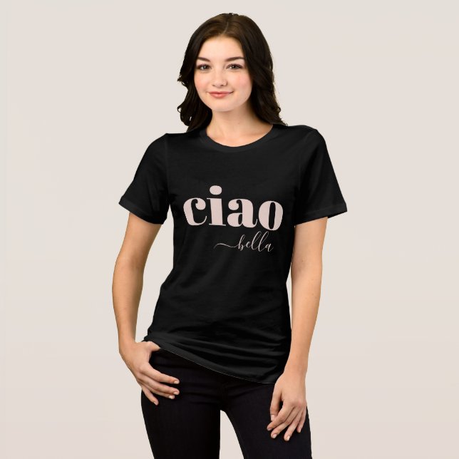 T-shirt En Tri-matière Ciao Bella Bonjour Belle Typographie Moderne (Recto plein)