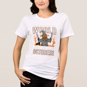 T-shirt En Tri-matière Citrouille d'Halloween Épouvantail Octobre Monde V